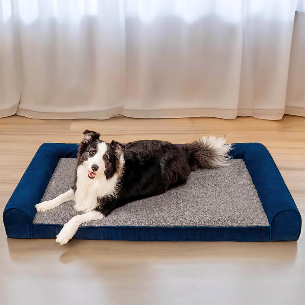 Full support faux fleece and suede orthopedic dog bed