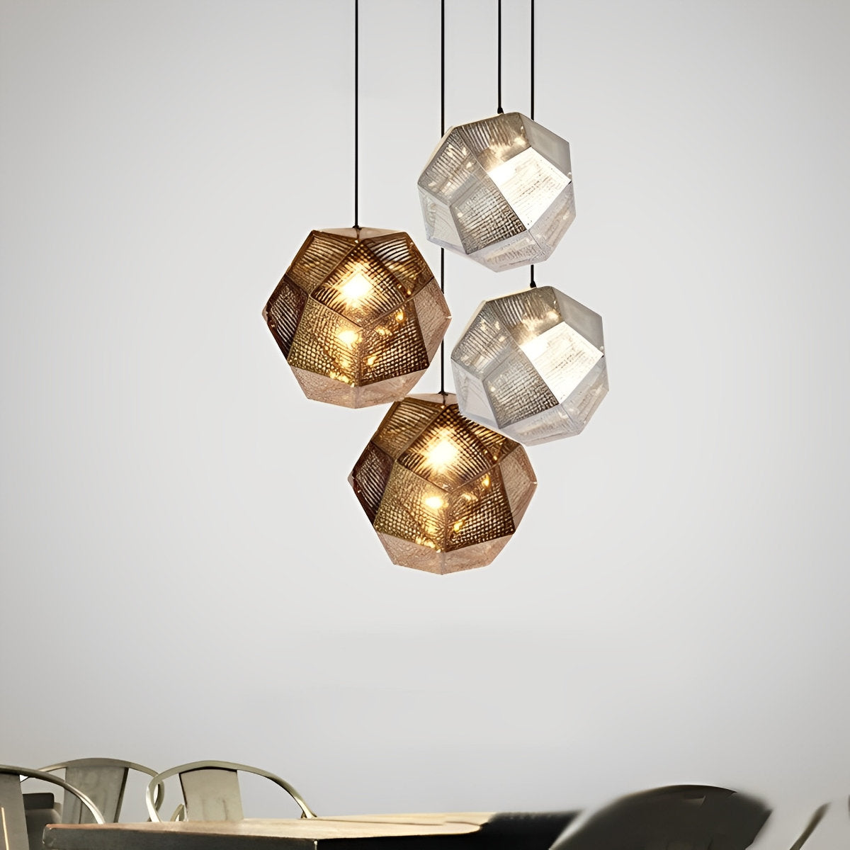 Geometric Round Electroplated Metal Postmodern Pendant Light Chandelier Ceiling Light