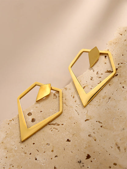 Geometric V-Shaped Gold Stud Earrings