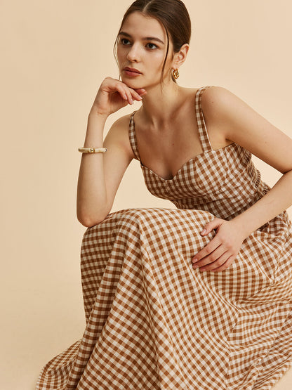 Gingham Belted Bustier Dress