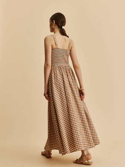 Gingham Belted Bustier Dress