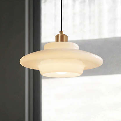 Mid Century Art Milk White Glass Pendant Light