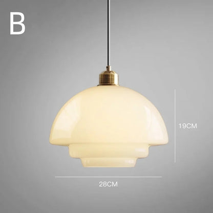 Mid Century Art Milk White Glass Pendant Light