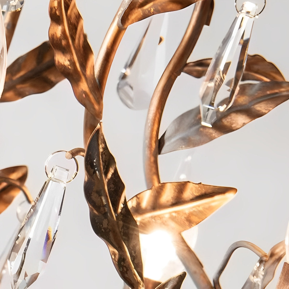 Gold Vintage Leaf Branch Crystal Chandelier Lights