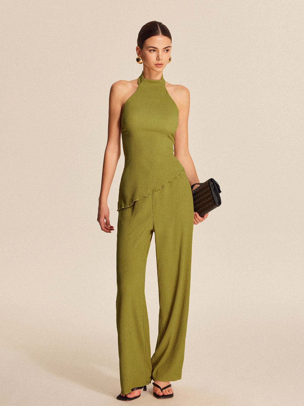 Halter Neck Backless Pants Set