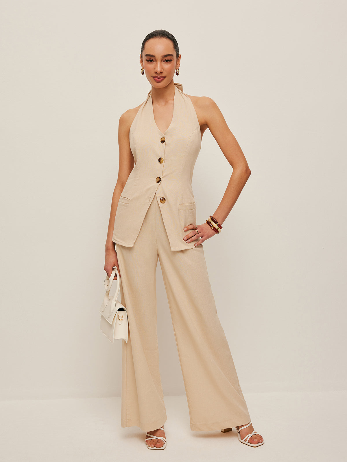 Halter Neck Bow-Tie Pants Set