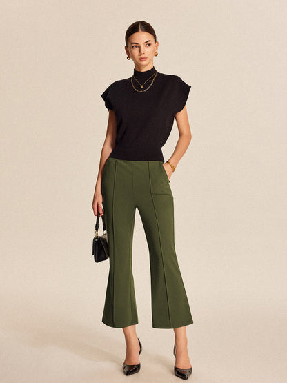High-Waist Pocket Flared Cropped Pants