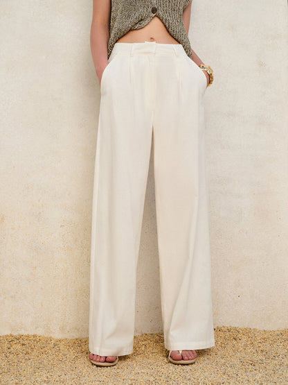 High-Waisted Wide-Leg Pants With Pockets