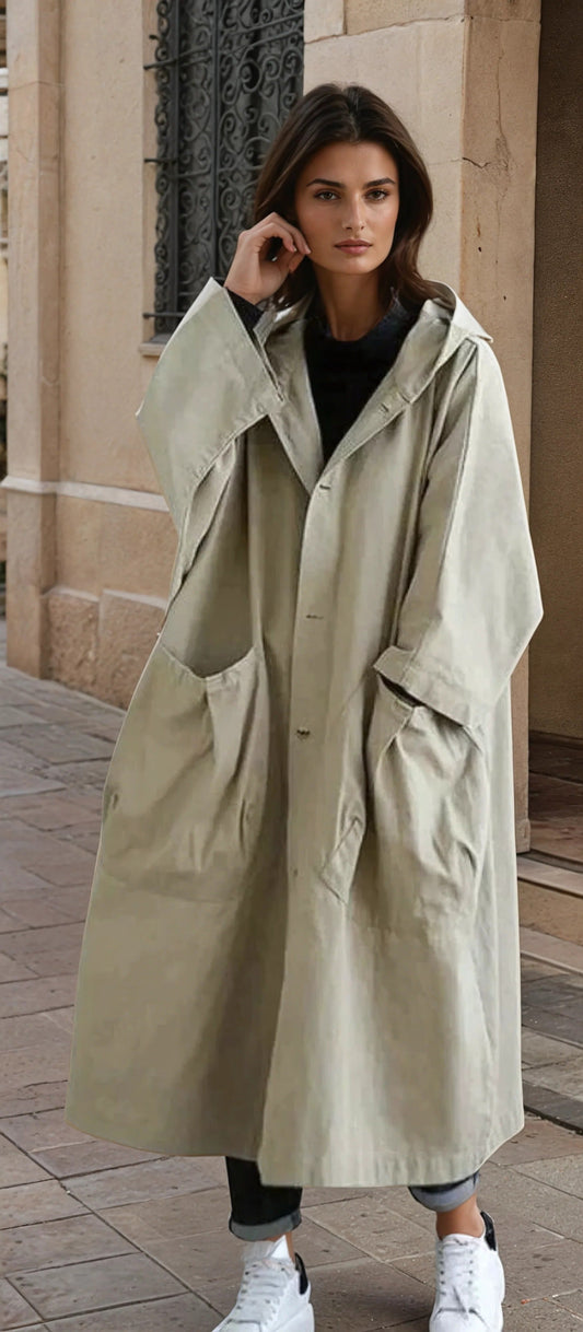 Women's Long Hooded Trench Coat