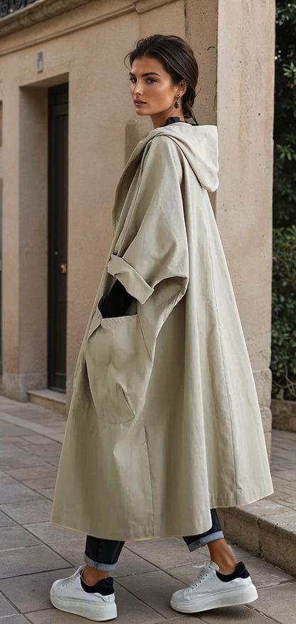 Women's Long Hooded Trench Coat