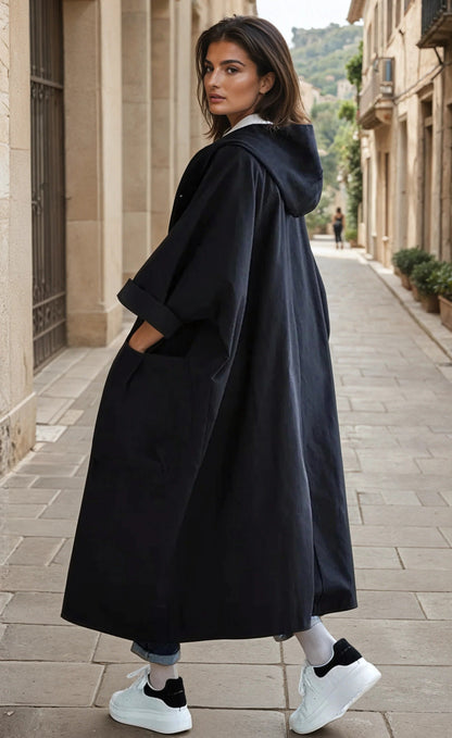 Women's Long Hooded Trench Coat