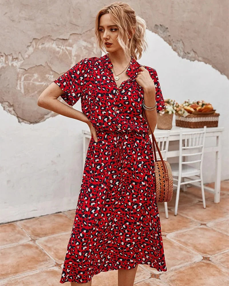 Midi Dress with Short Sleeves