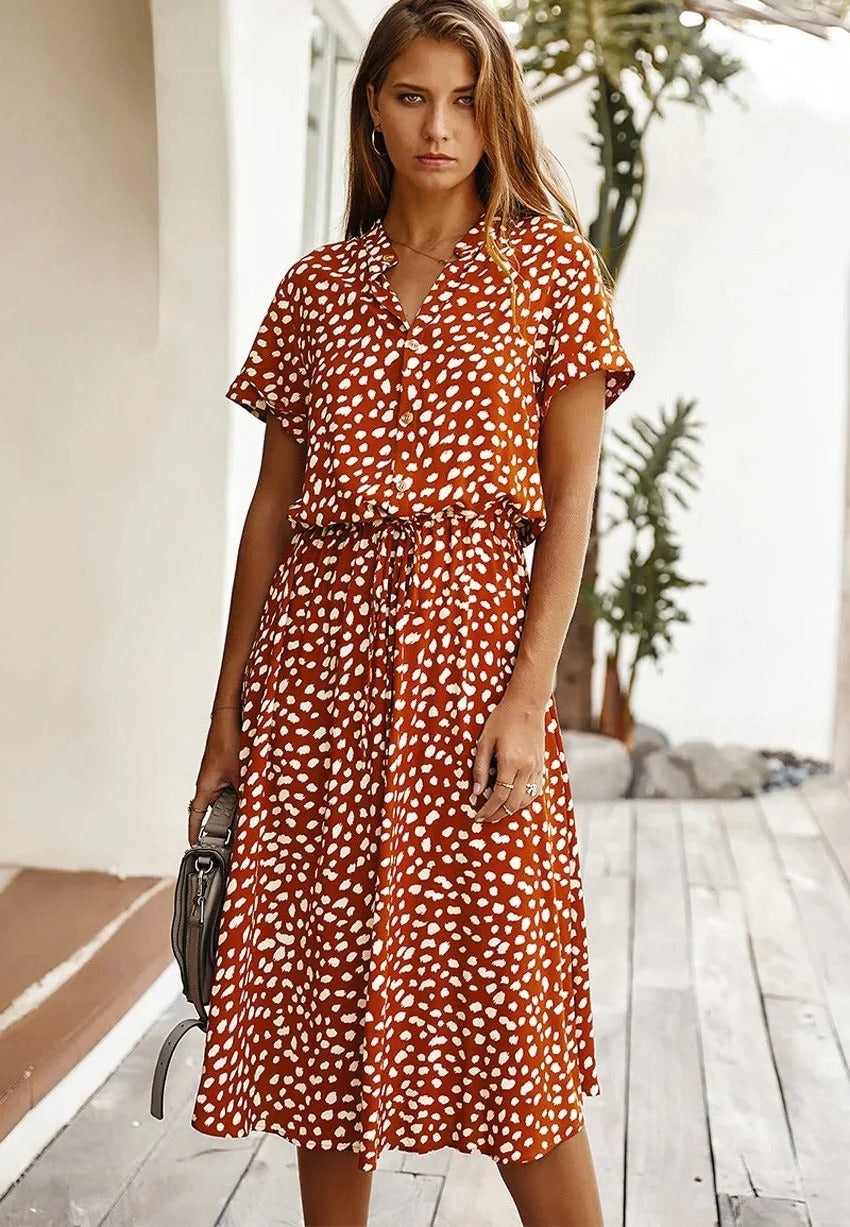 Midi Dress with Short Sleeves