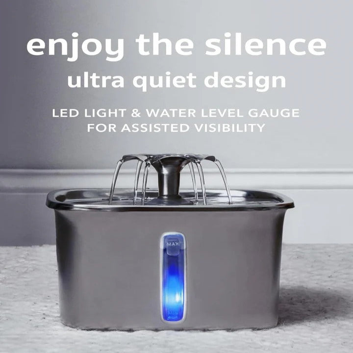 Automatic Stainless Steel Pet Water Fountain – For Cats & Dogs, Filtered & Quiet