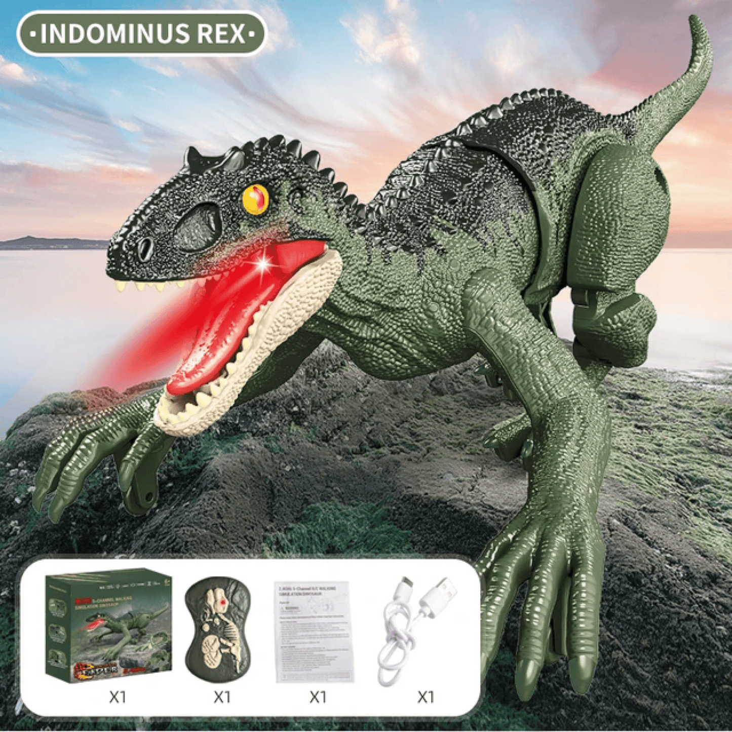 Remote Control Dinosaur Toy – Realistic RC Velociraptor T-Rex with Sounds, Lights & Movements