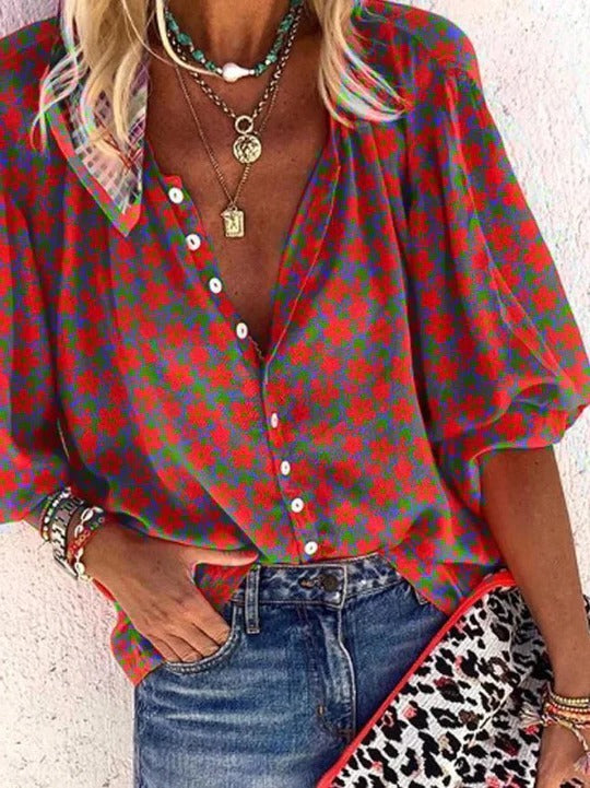 Floral Top With Vintage Buttons