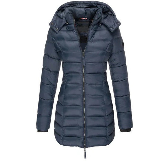 Comfortable down jacket with hood and zipper