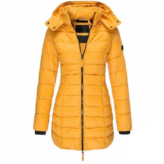 Comfortable down jacket with hood and zipper