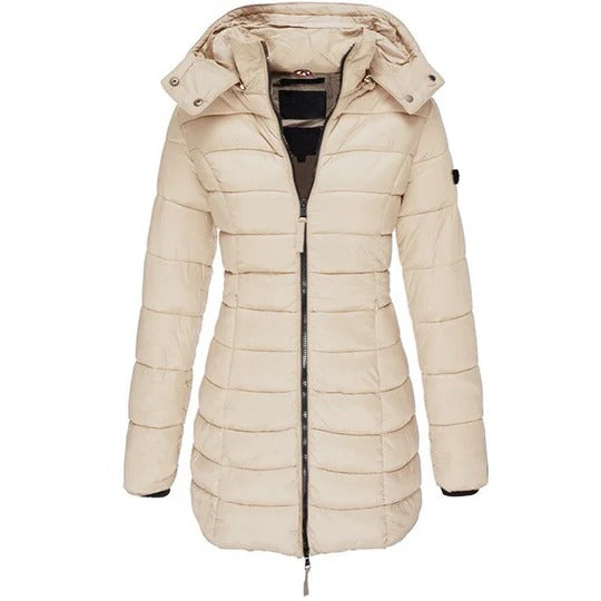 Comfortable down jacket with hood and zipper