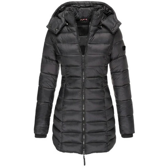 Comfortable down jacket with hood and zipper
