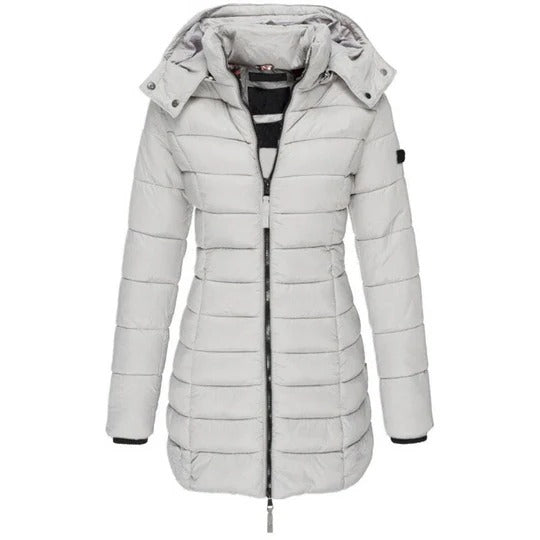 Comfortable down jacket with hood and zipper