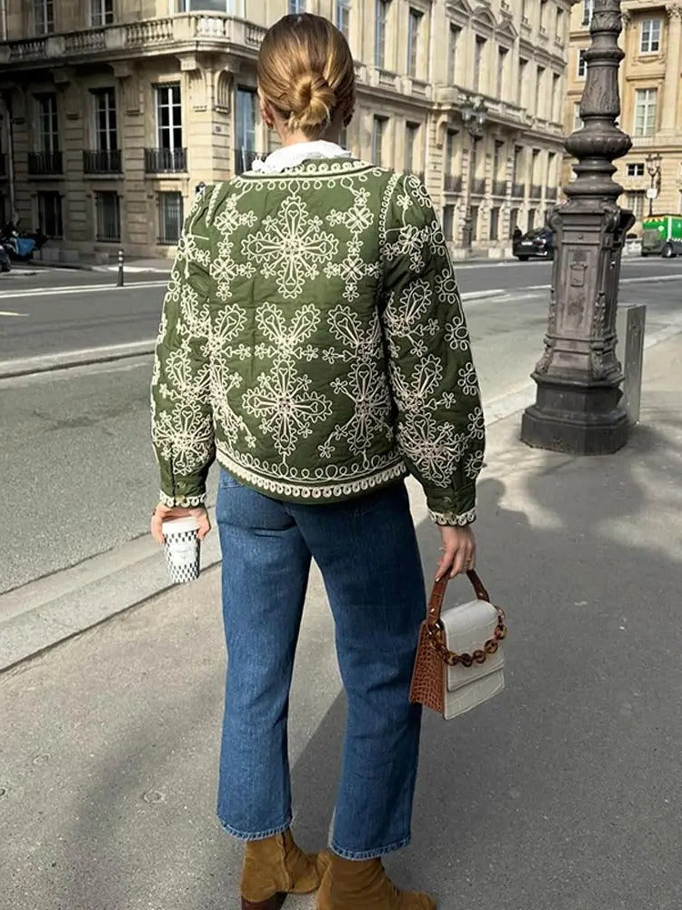 Women's Bohemian Pattern Lantern Sleeve Blazer