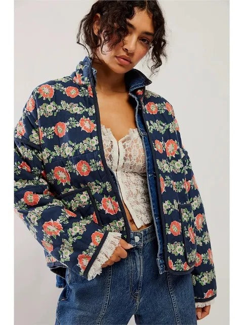 Vintage Floral Print Coat
