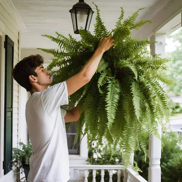 UV Resistant Artificial Boston Fern – Lifelike Outdoor & Indoor Hanging Plant