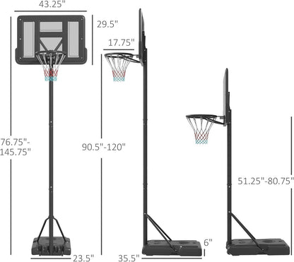 Aro de baloncesto portátil ajustable