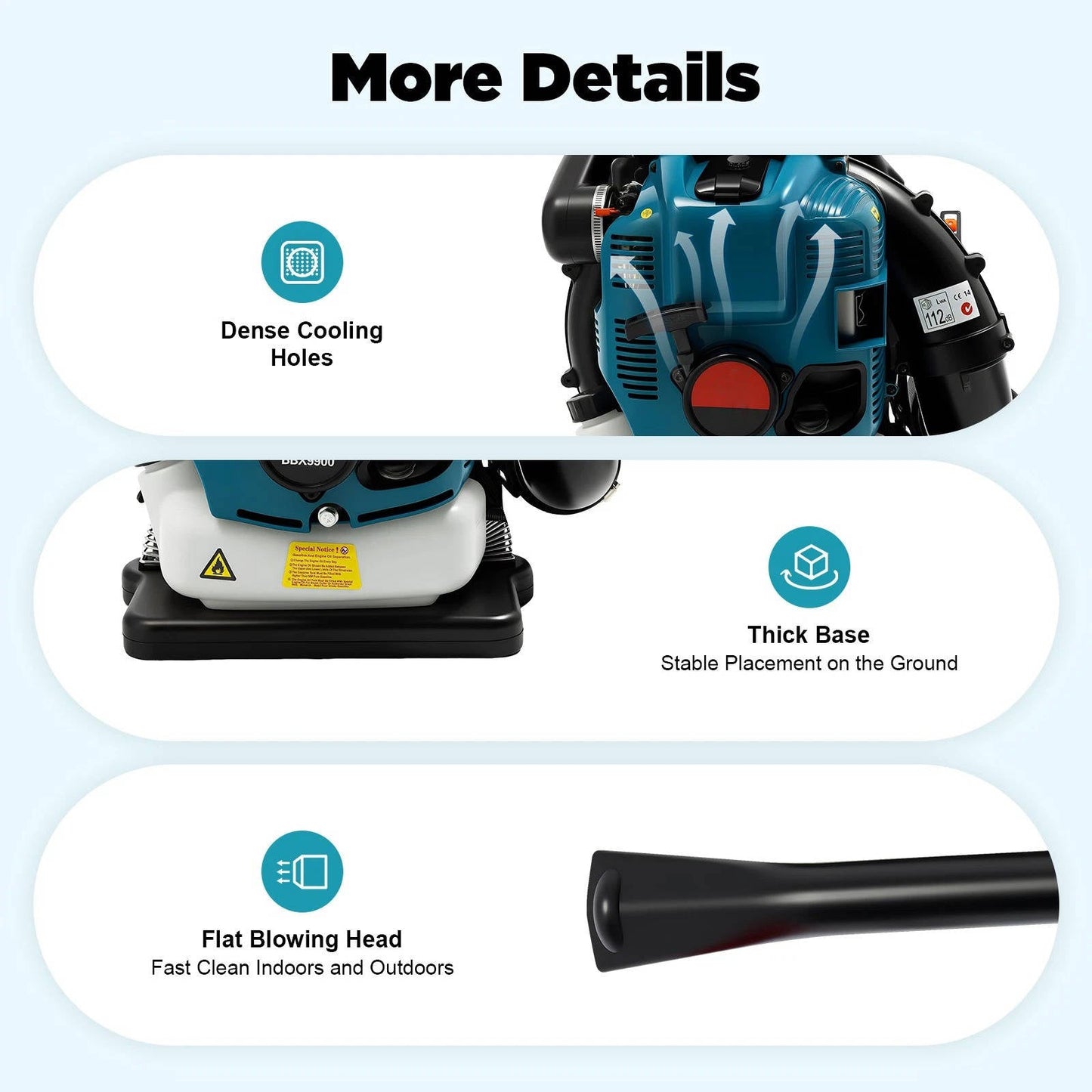 Gas Backpack Leaf Blower 2.6KW 2 Stroke Engine Snow Lawn Debris Blower