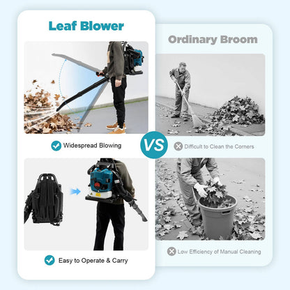 Gas Backpack Leaf Blower 2.6KW 2 Stroke Engine Snow Lawn Debris Blower
