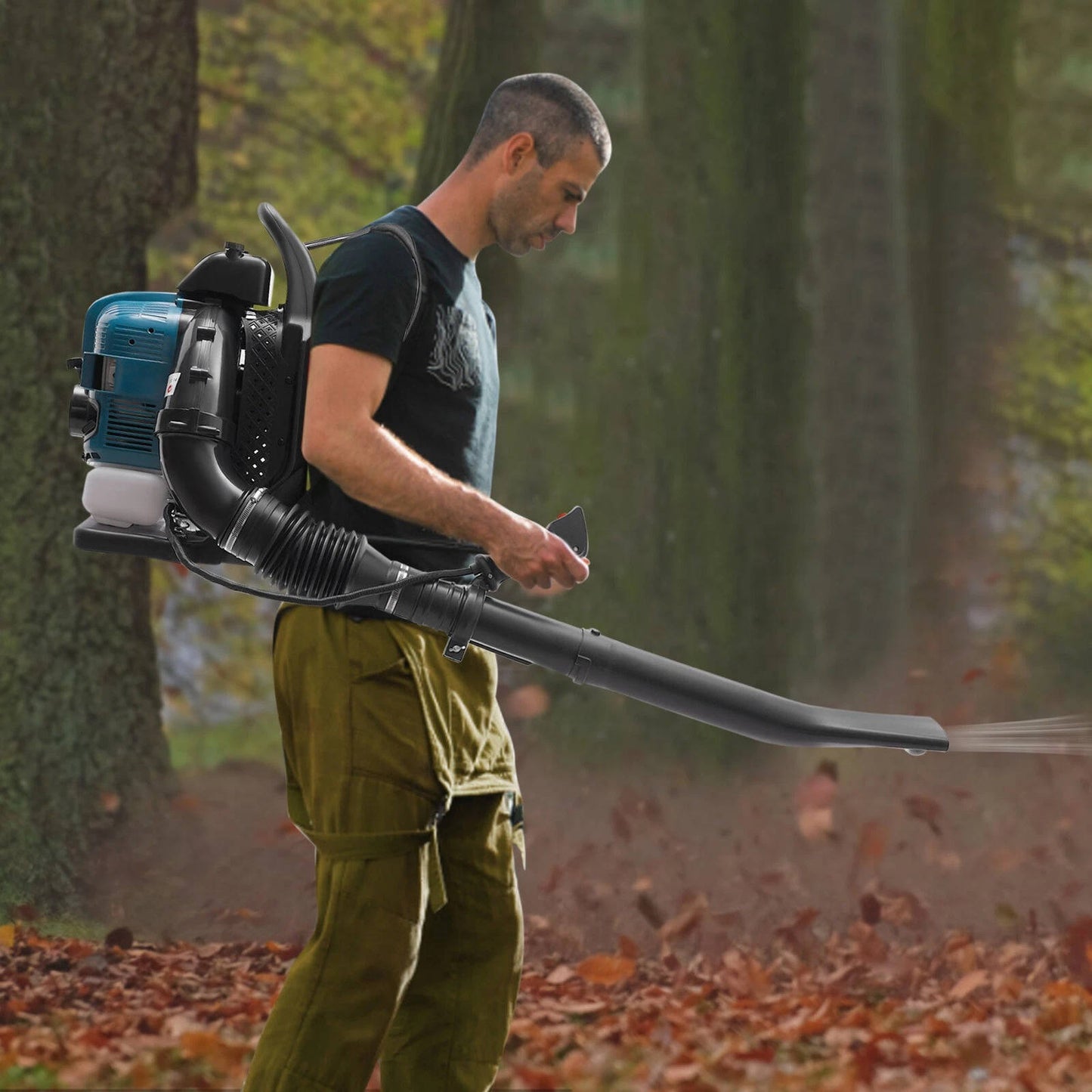 Gas Backpack Leaf Blower 2.6KW 2 Stroke Engine Snow Lawn Debris Blower