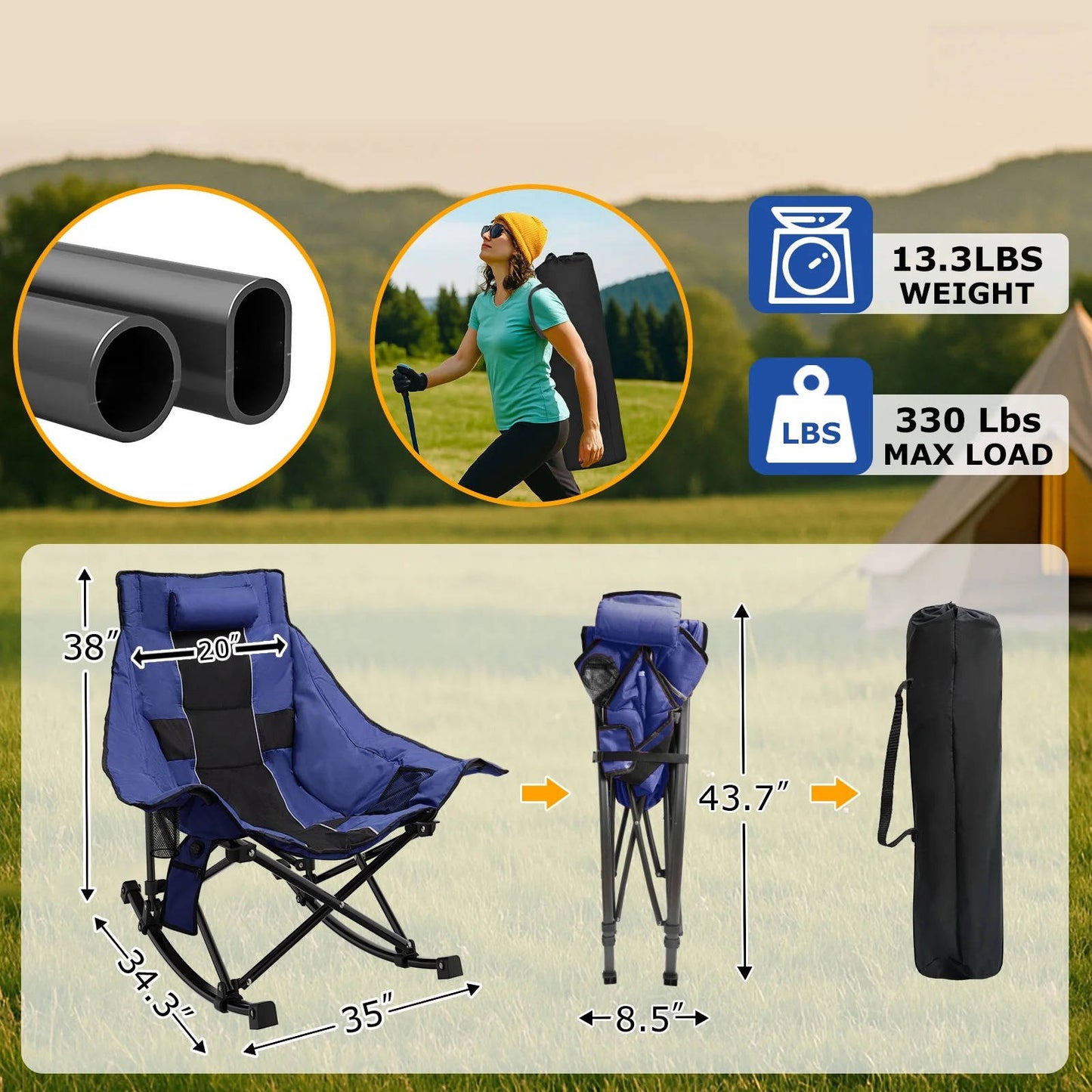 Oversized Heated Rocking Camping Chair