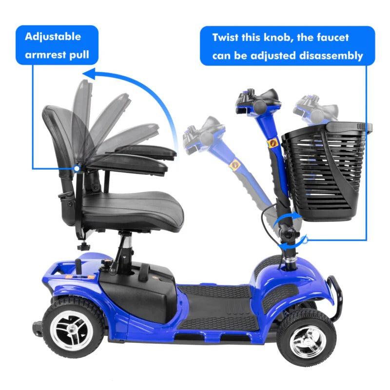 4 wheels mobility scooter power wheelchair folding electric scooters home travel