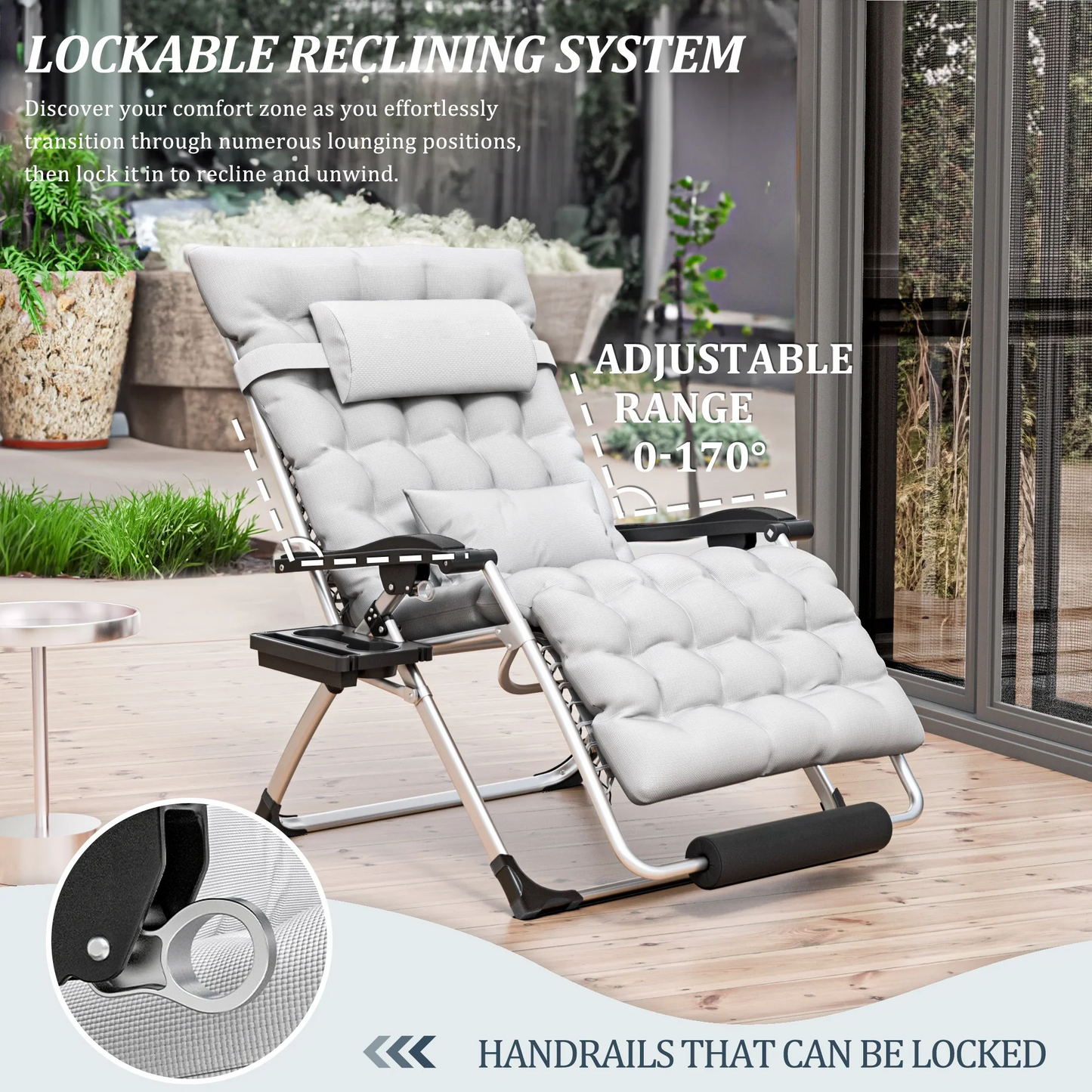 Outdoor Lounge Chair for Back Pain – Reclining Folding Chair, 500LB Support | Ventayo