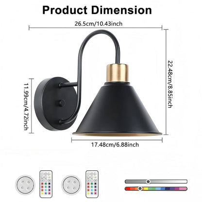 2-Delige Batterijgevoede Wandlampen met Afstandsbediening Dimbaar Draadloze LED Wandlamp