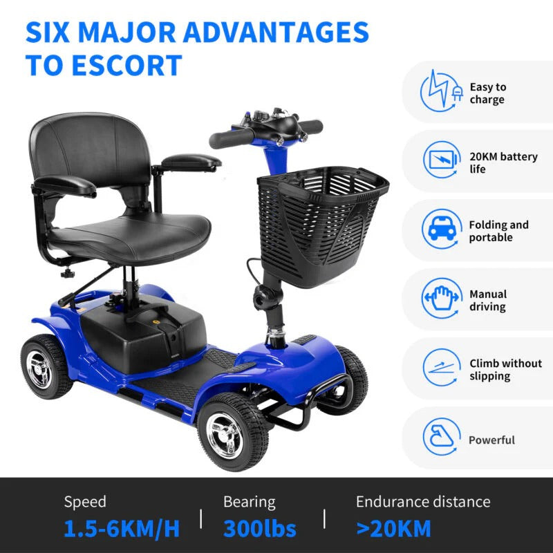 4 wheels mobility scooter power wheelchair folding electric scooters home travel