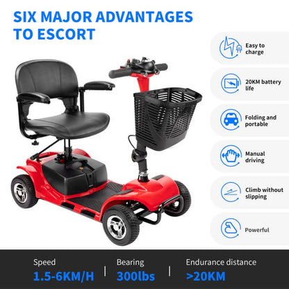 4 wheels mobility scooter power wheelchair folding electric scooters home travel