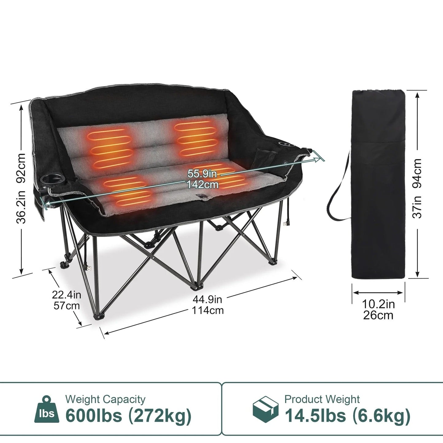 Heated Double Camping Chair
