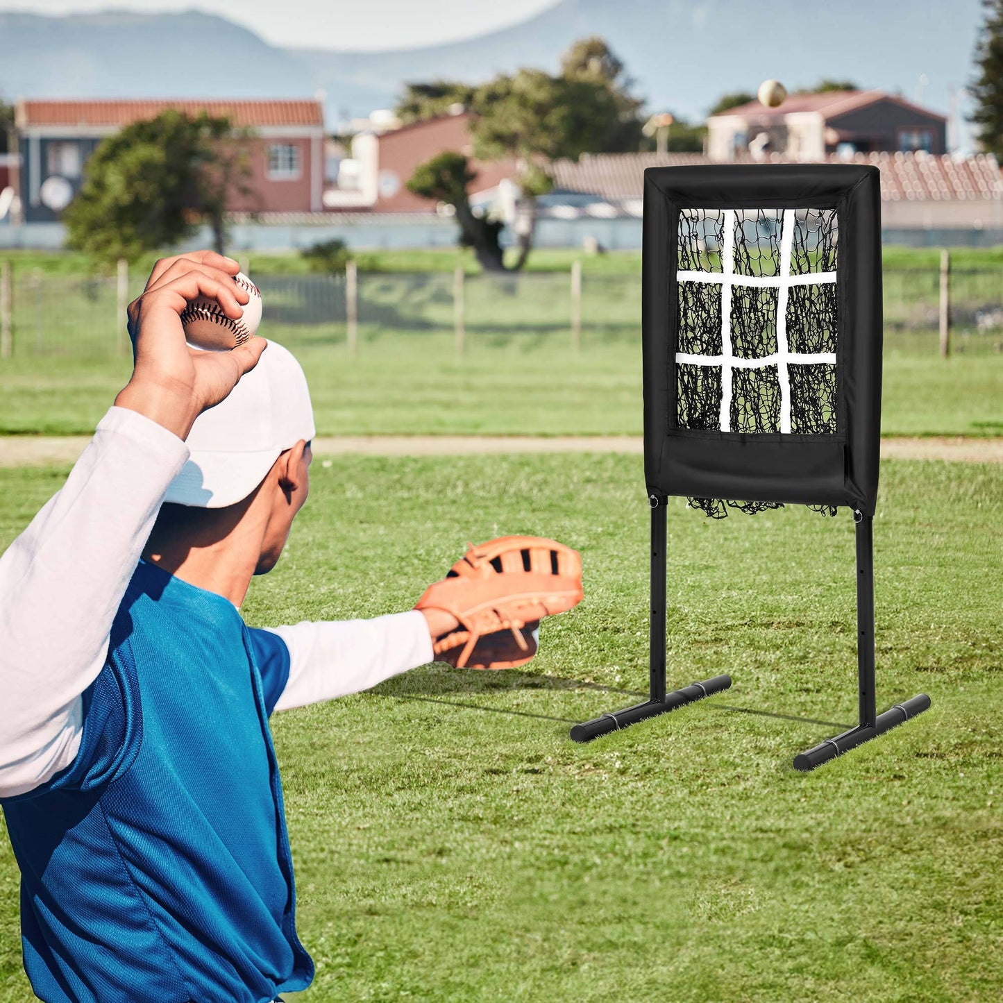 9-Gats Draagbaar Honkbal Werpnet met Strike Zone