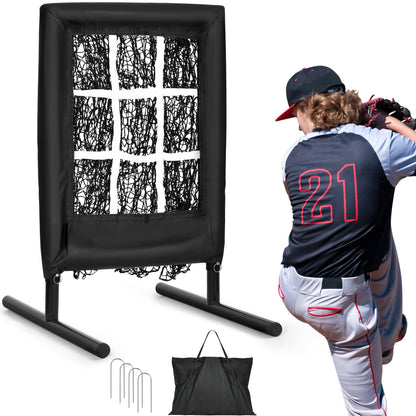 9-Gats Draagbaar Honkbal Werpnet met Strike Zone