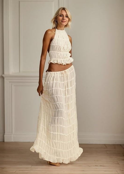 Boho maxi zomerjurk met open rug
