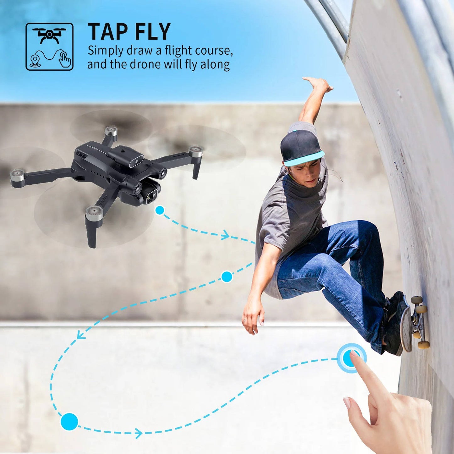 4K FPV Drone with Dual Camera, Brushless Motor, 2 Batteries, Optical Flow RC Quadcopter