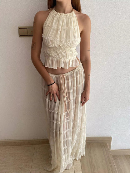 Boho maxi zomerjurk met open rug