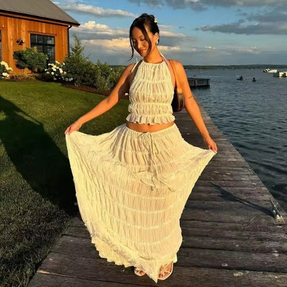 Boho maxi zomerjurk met open rug