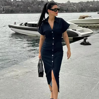 Women's Fitted button down Denim Dress