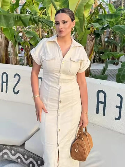 Women's Fitted button down Denim Dress