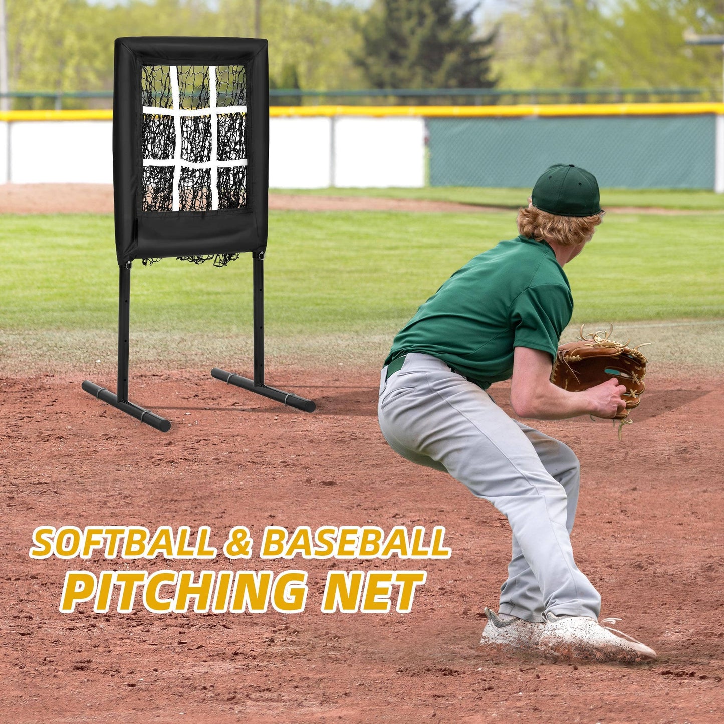 9-Gats Draagbaar Honkbal Werpnet met Strike Zone