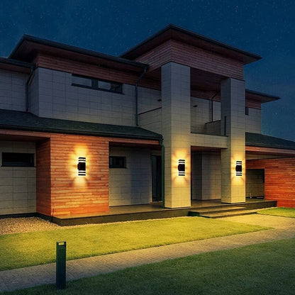 Outdoor Led Wall Light 2 Pack - Modern Up Down Sconce, Porch, Waterproof, Black