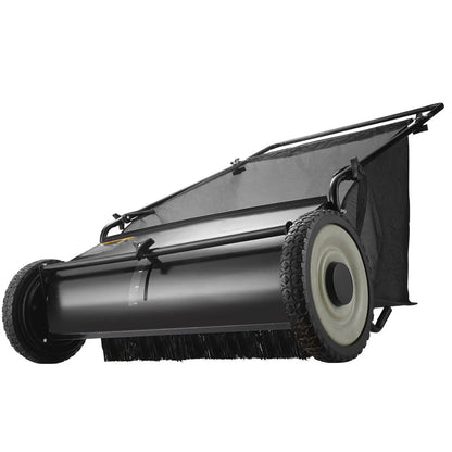 Push Lawn Sweeper 26 Inch 7 Cu Ft Leaf Collector with Adjustable Height Manual Grass Sweeper for Yard Garden